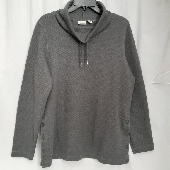 L.L. Bean Gray SoftLight Quilted Flannel Sweatshirt Women's Medium - Picture 1 of 8